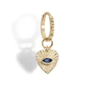 10K Sapphire Mini Textured Heart Earring Charm