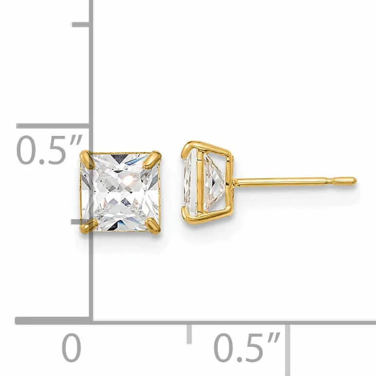 14k 5mm Square Basket Set Stud Earrings