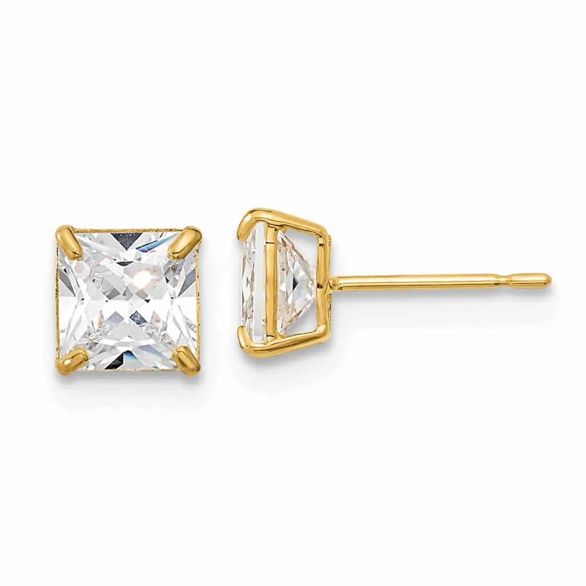 14k 5mm Square Basket Set Stud Earrings