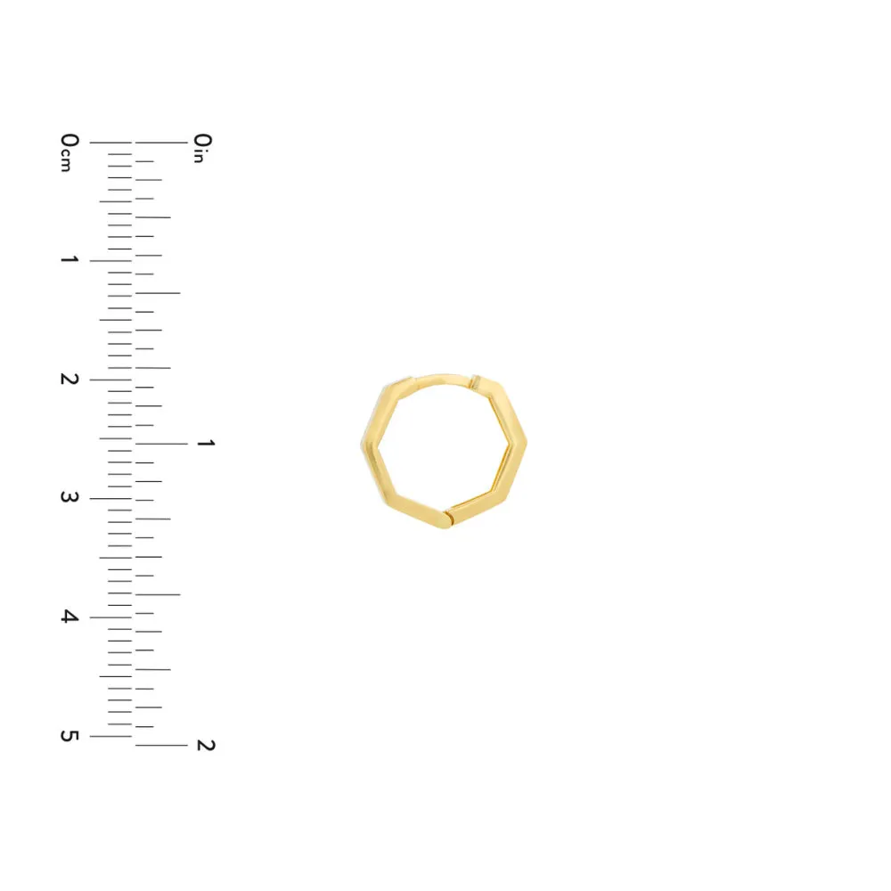 14k Gold Hexagonal Huggie Earring