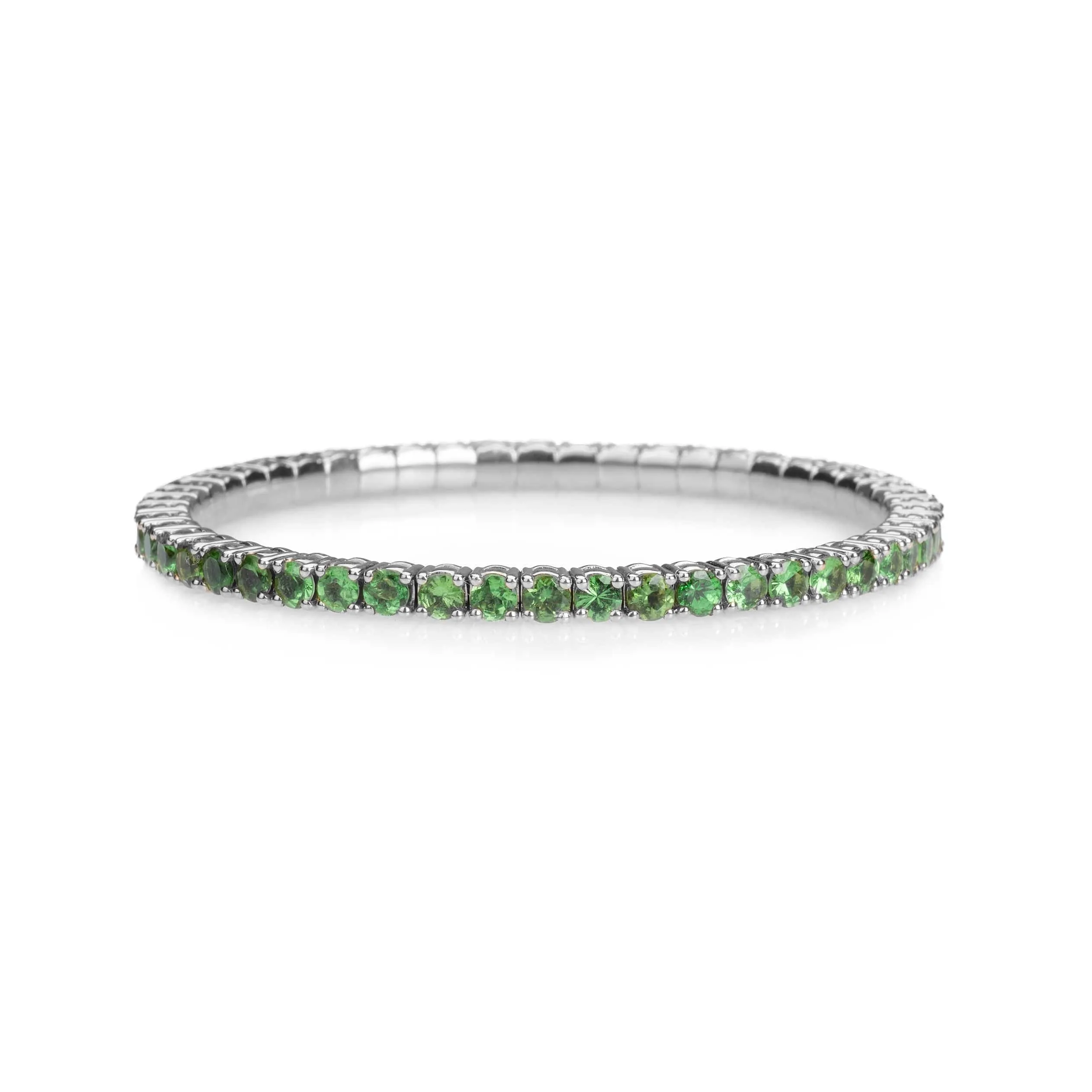 18K Gold Stretch & Stack Green Tsavorite Tennis Bracelet, 8.55-18 Carats