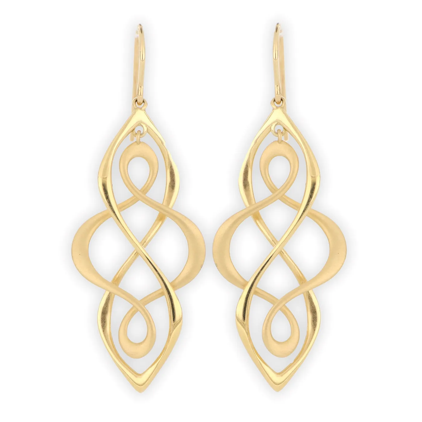 18k Yellow Gold Custom Twist Drop Earrings