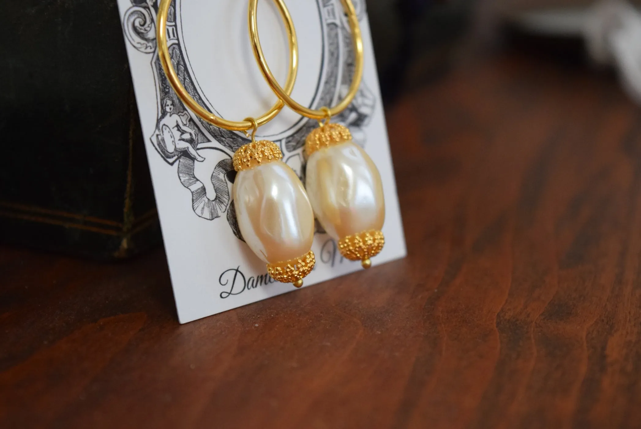 18th Century Baroque Pearl and Huge Hoop Earrings