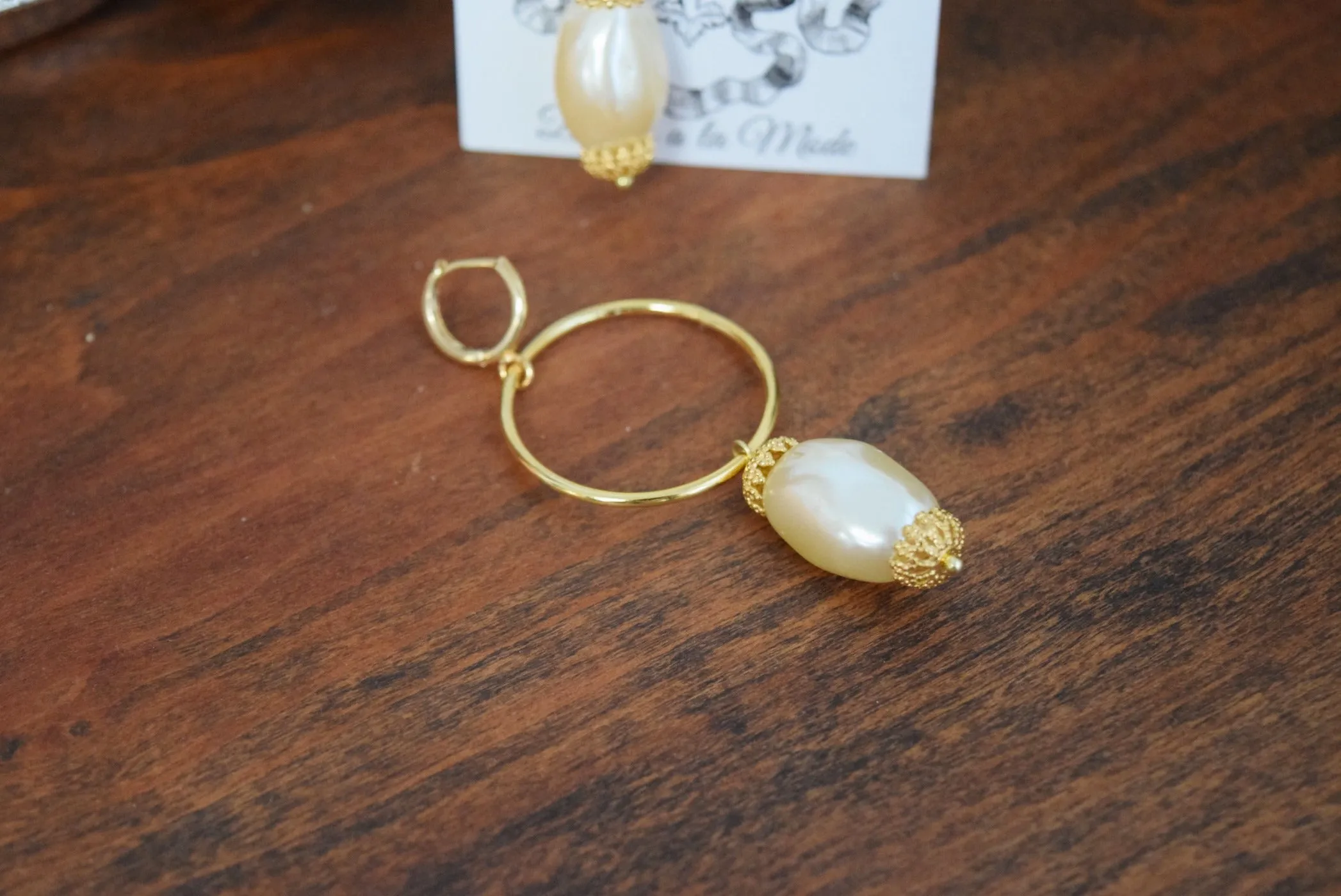 18th Century Baroque Pearl and Huge Hoop Earrings