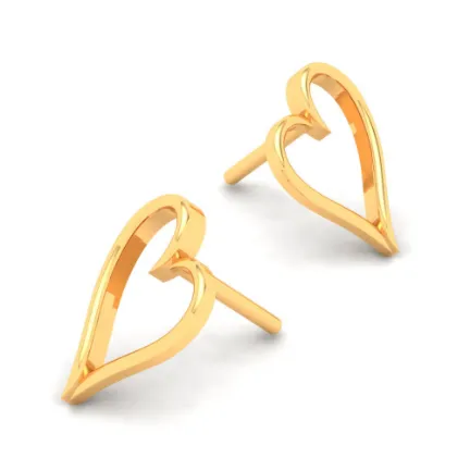 22k Gold Heart Sleek Earrings From Pc Chandra Jewellers