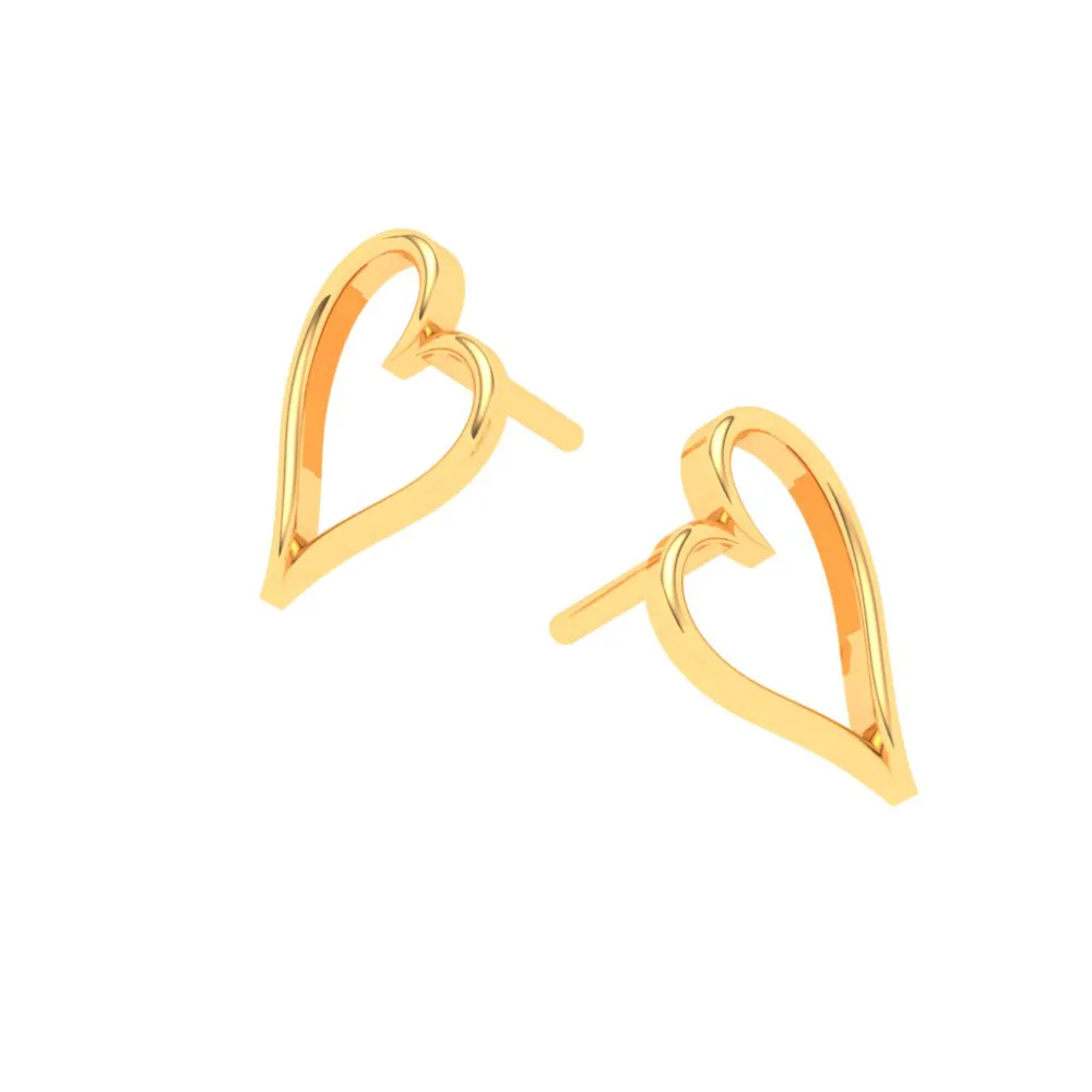 22k Gold Heart Sleek Earrings From Pc Chandra Jewellers