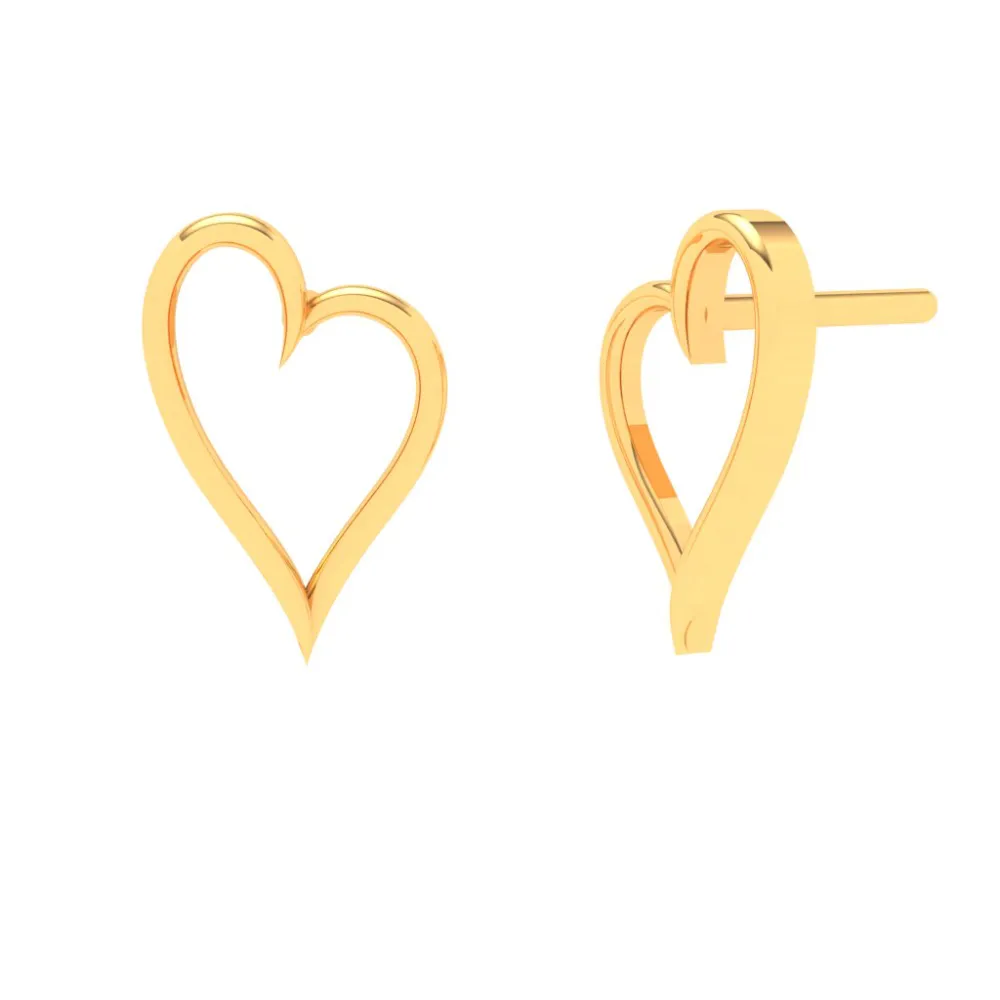 22k Gold Heart Sleek Earrings From Pc Chandra Jewellers