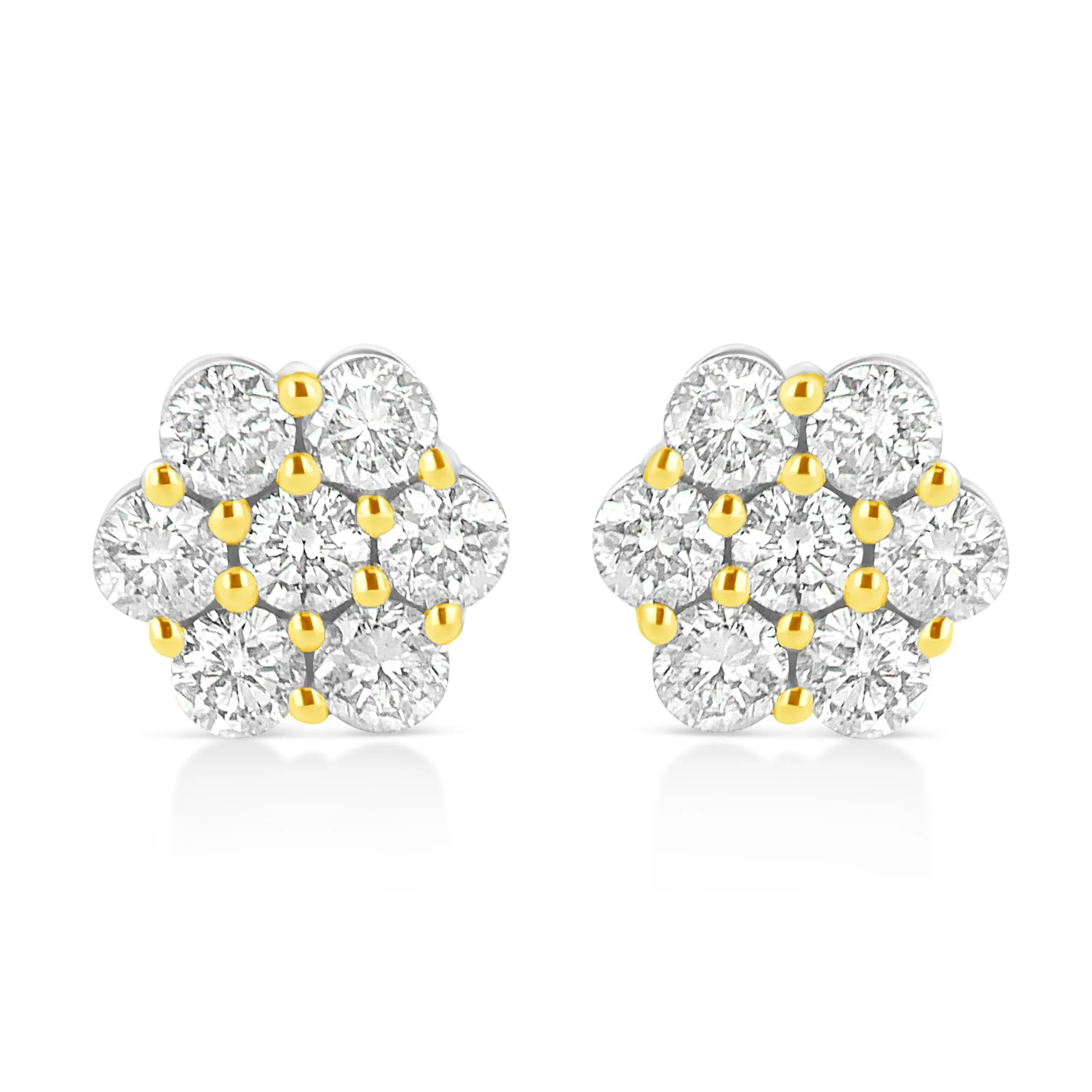 .925 Sterling Silver 1 1/4 Cttw Miracle Set Princess-cut Diamond Solitaire Stud Earrings (H-I Color, I1-I2 Clarity)