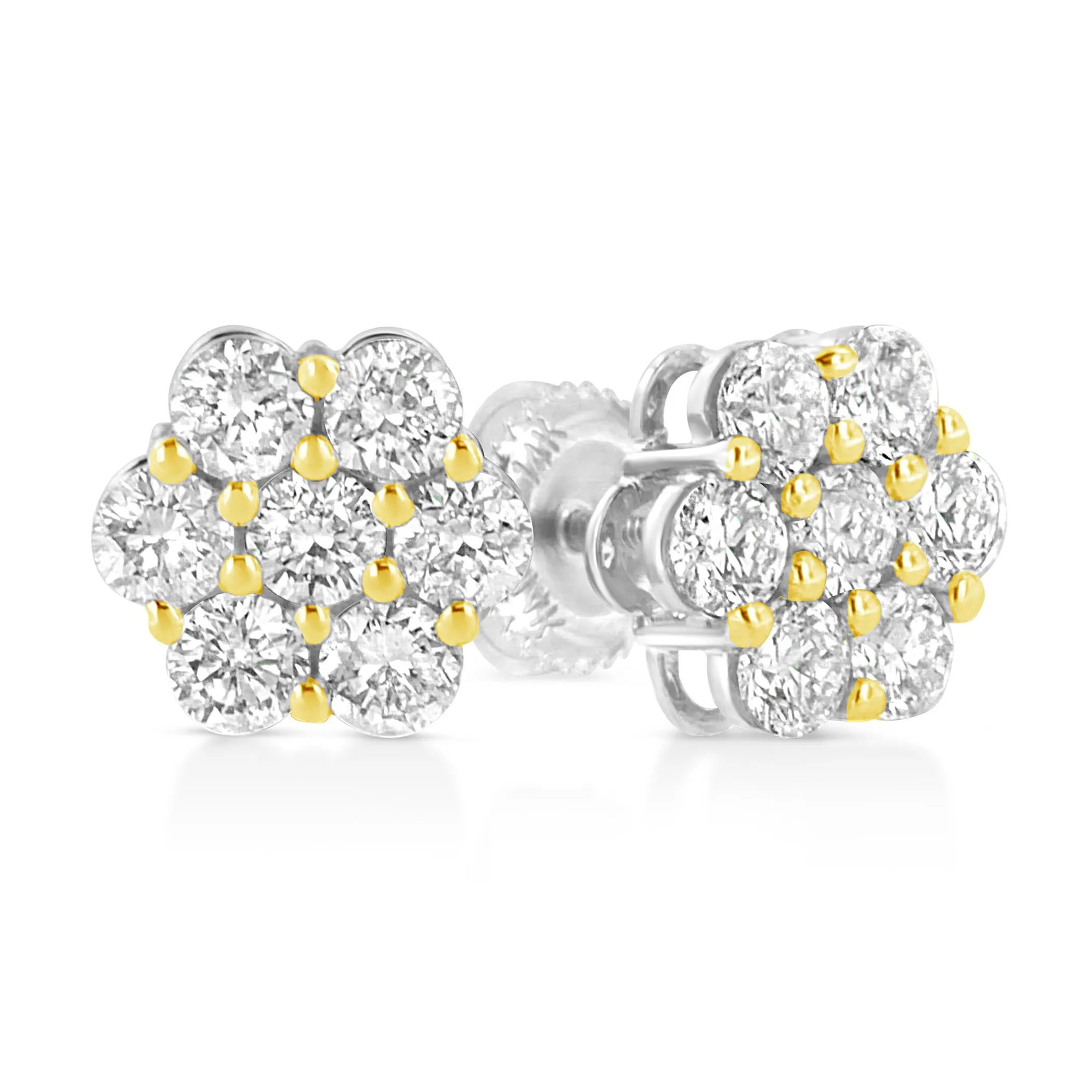 .925 Sterling Silver 1 1/4 Cttw Miracle Set Princess-cut Diamond Solitaire Stud Earrings (H-I Color, I1-I2 Clarity)