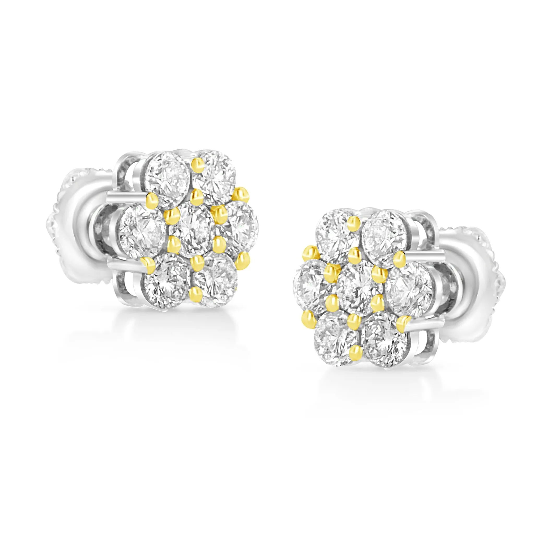 .925 Sterling Silver 1 1/4 Cttw Miracle Set Princess-cut Diamond Solitaire Stud Earrings (H-I Color, I1-I2 Clarity)