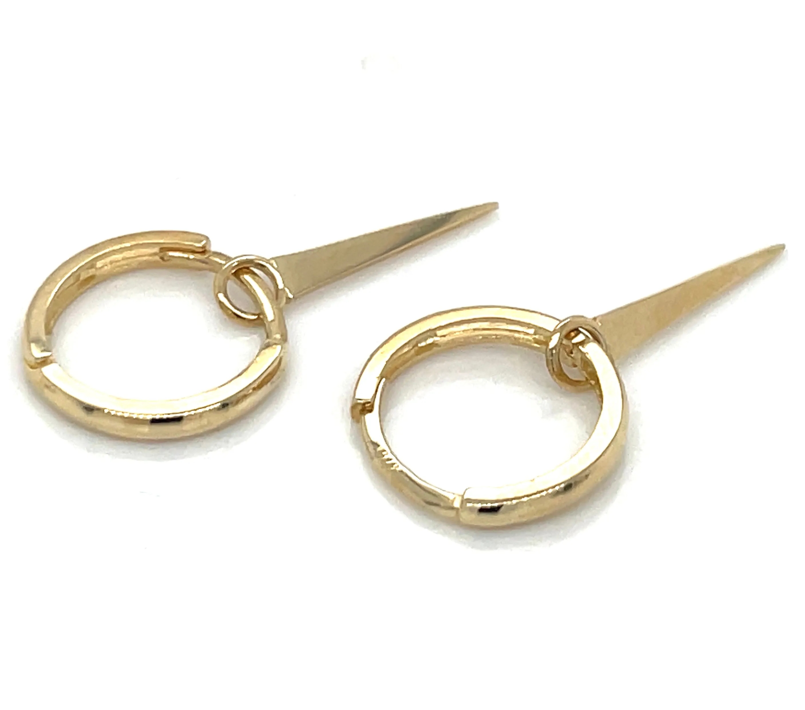 9ct Yellow Gold Detachable Hanging Spike Hoop Earrings