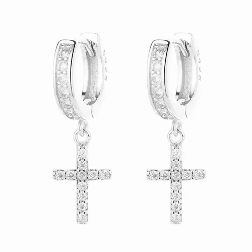 A382 Cross Hoop Earrings