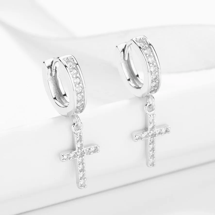 A382 Cross Hoop Earrings