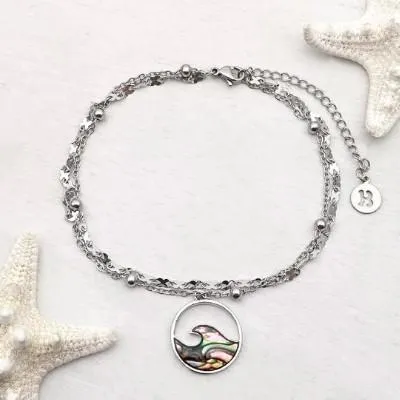 Abalone Wave Circle Anklet Ankle Bracelet