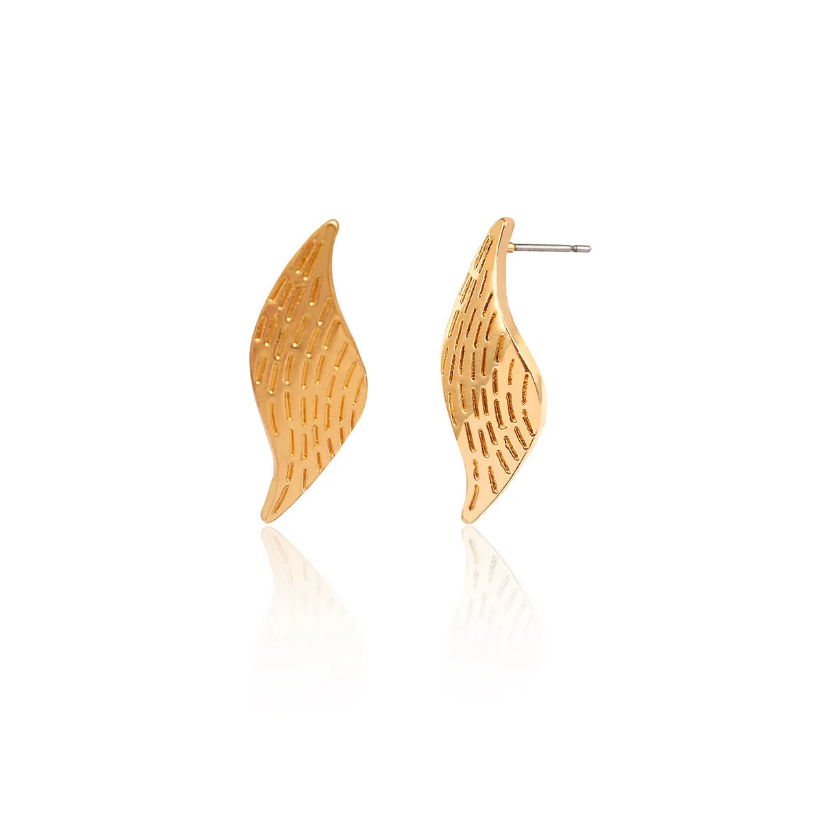 Alloy Geometric Earrings with Handcrafted Leaf Design - Women's Versatile Jewelry