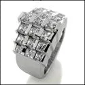 Anniversary Wide 13MM Princess In Channel Cubic Zirconia Cz Ring