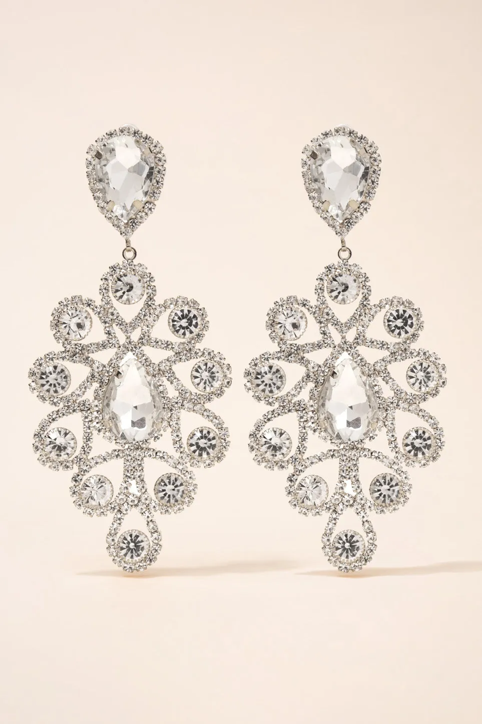 Atrium Teardrop Rhinestone Post Earrings