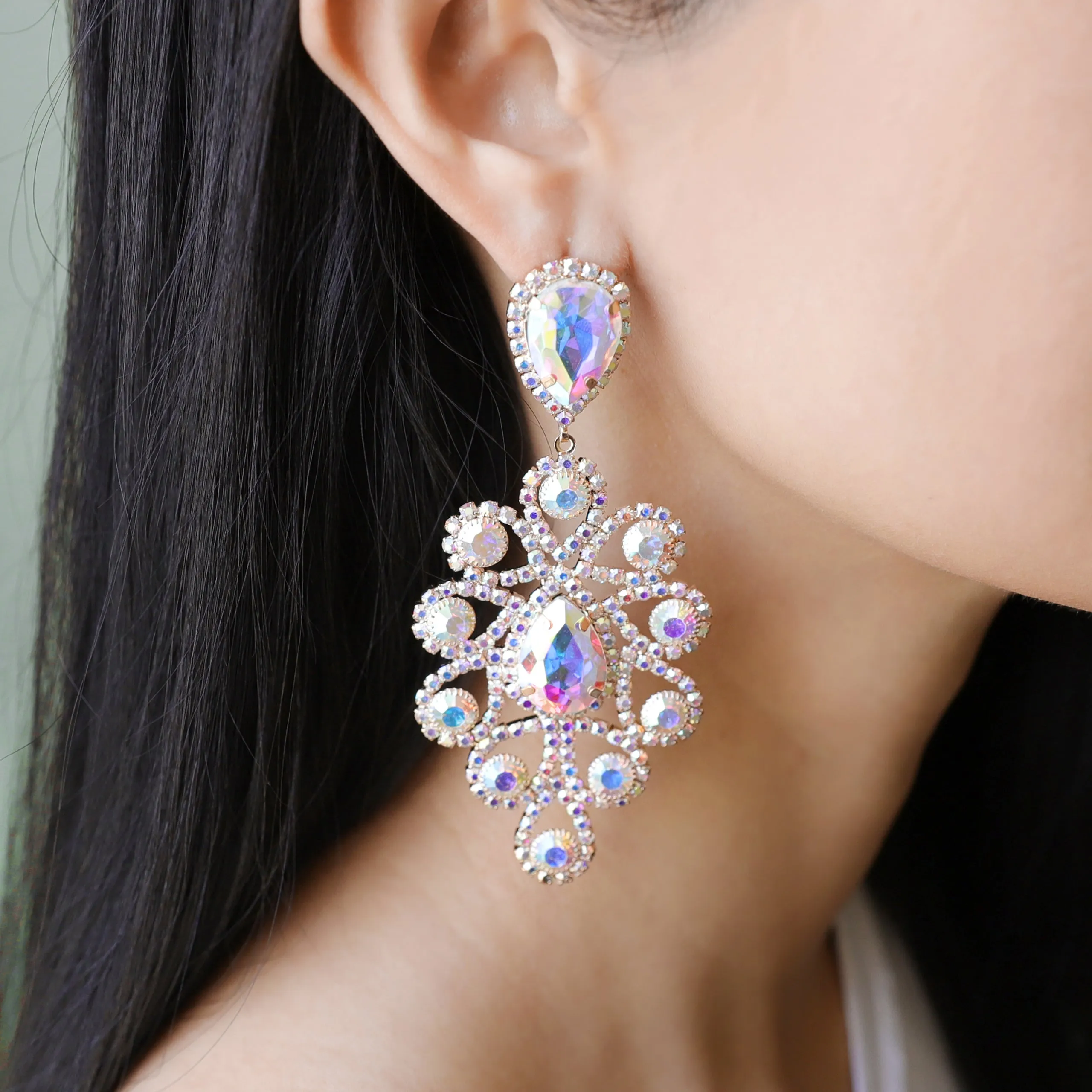 Atrium Teardrop Rhinestone Post Earrings