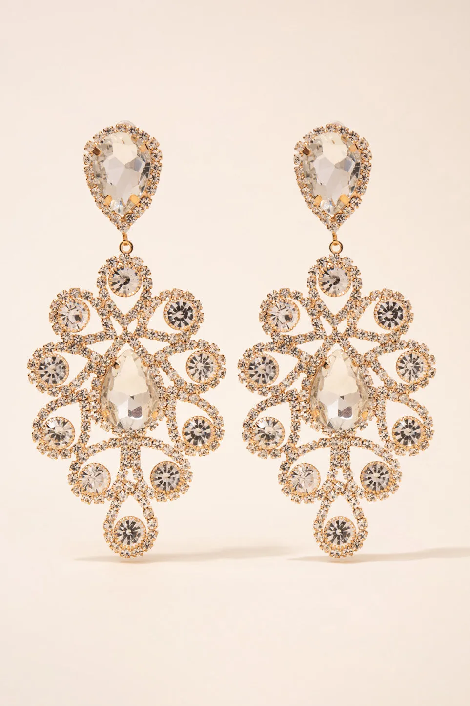 Atrium Teardrop Rhinestone Post Earrings