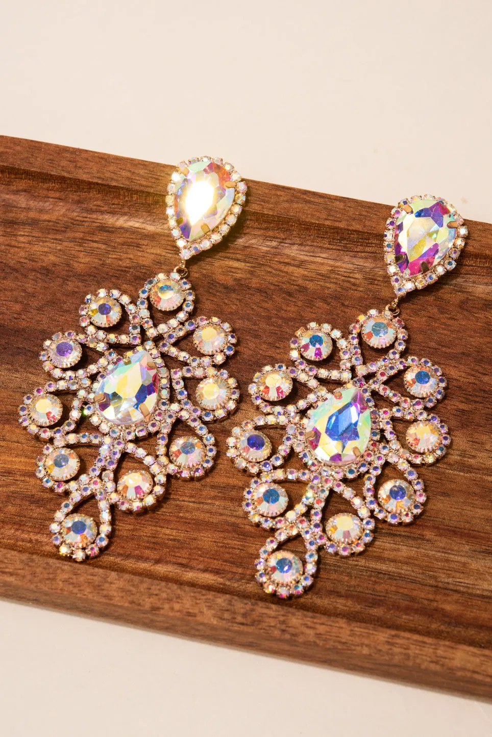 Atrium Teardrop Rhinestone Post Earrings