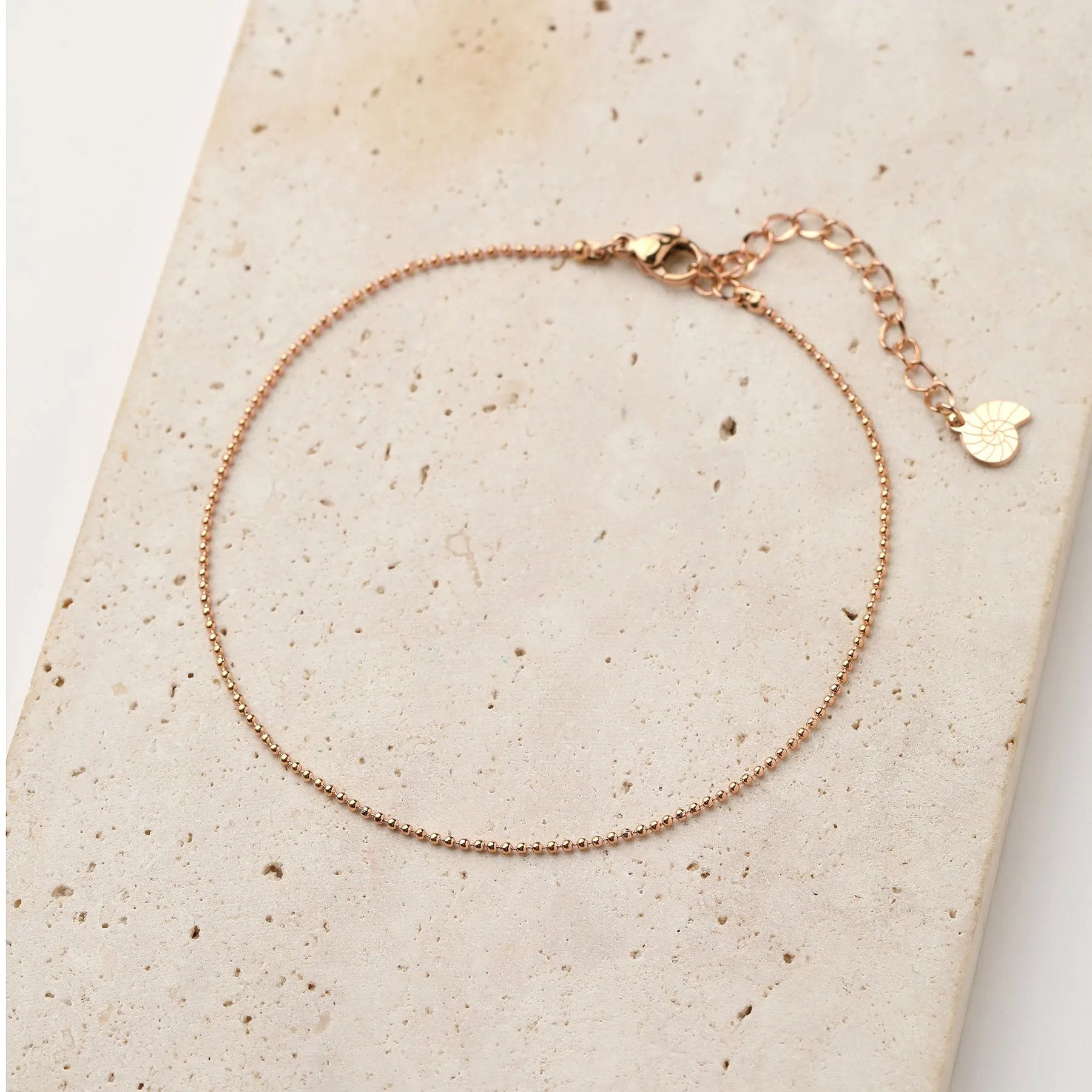 Bead Chain Anklet Rose Gold