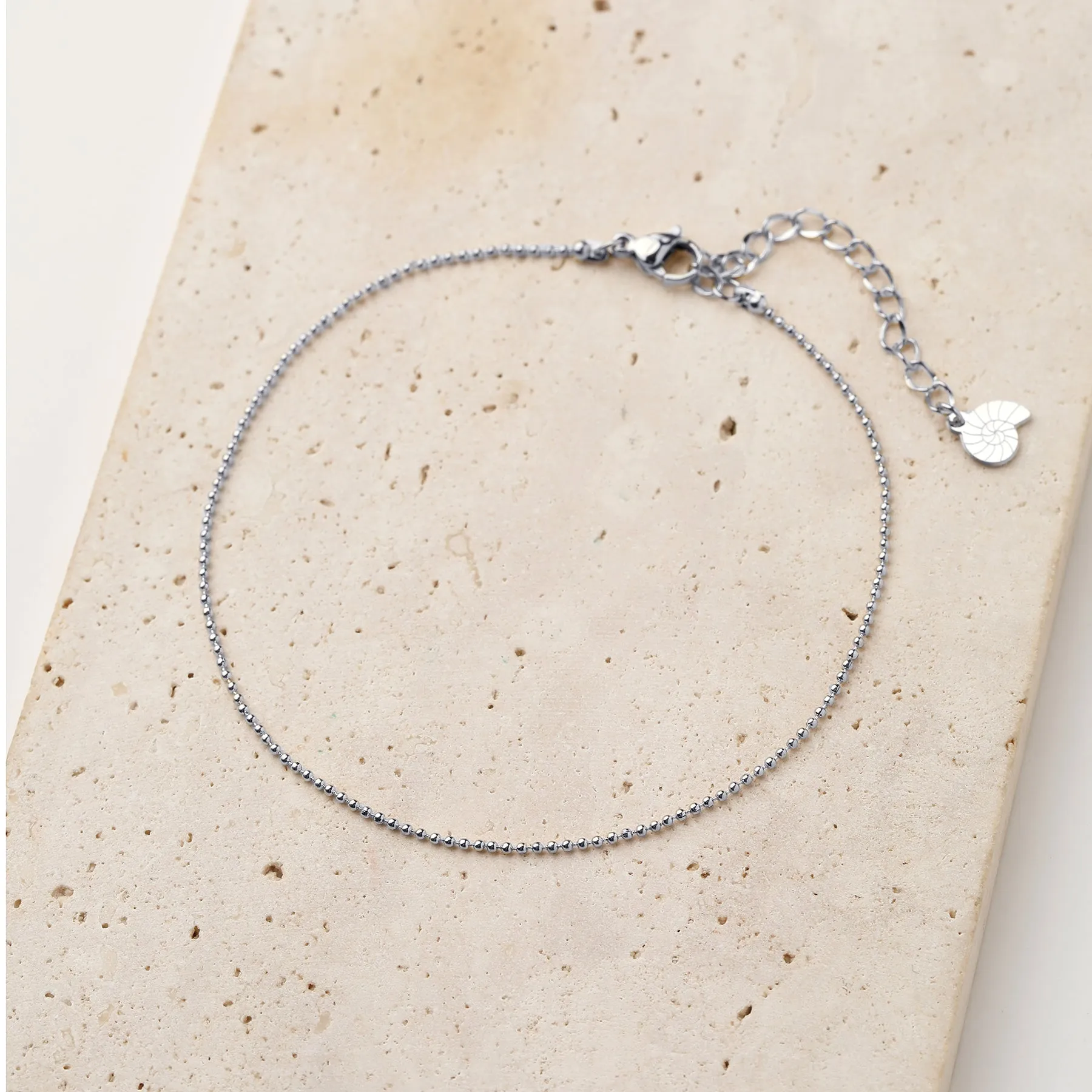 Bead Chain Anklet Silver