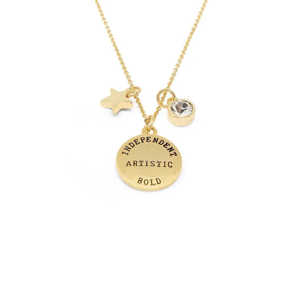 Birthstone Necklace April Gold Plated