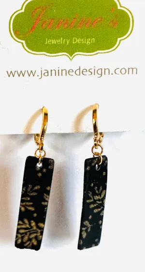 Black and Gold Bar Earrings/Black and Gold Earrings