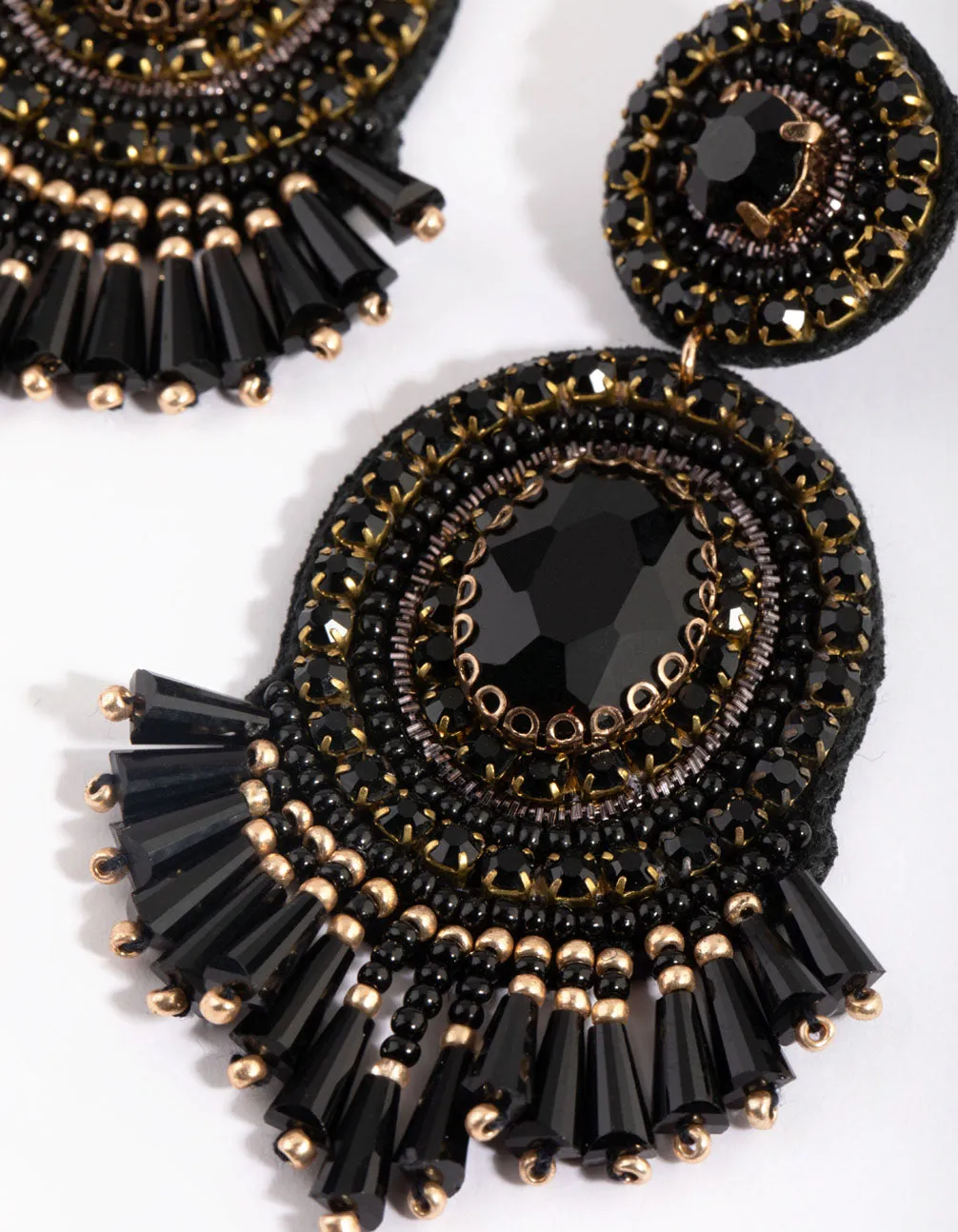 Black Beaded Drop Earrings