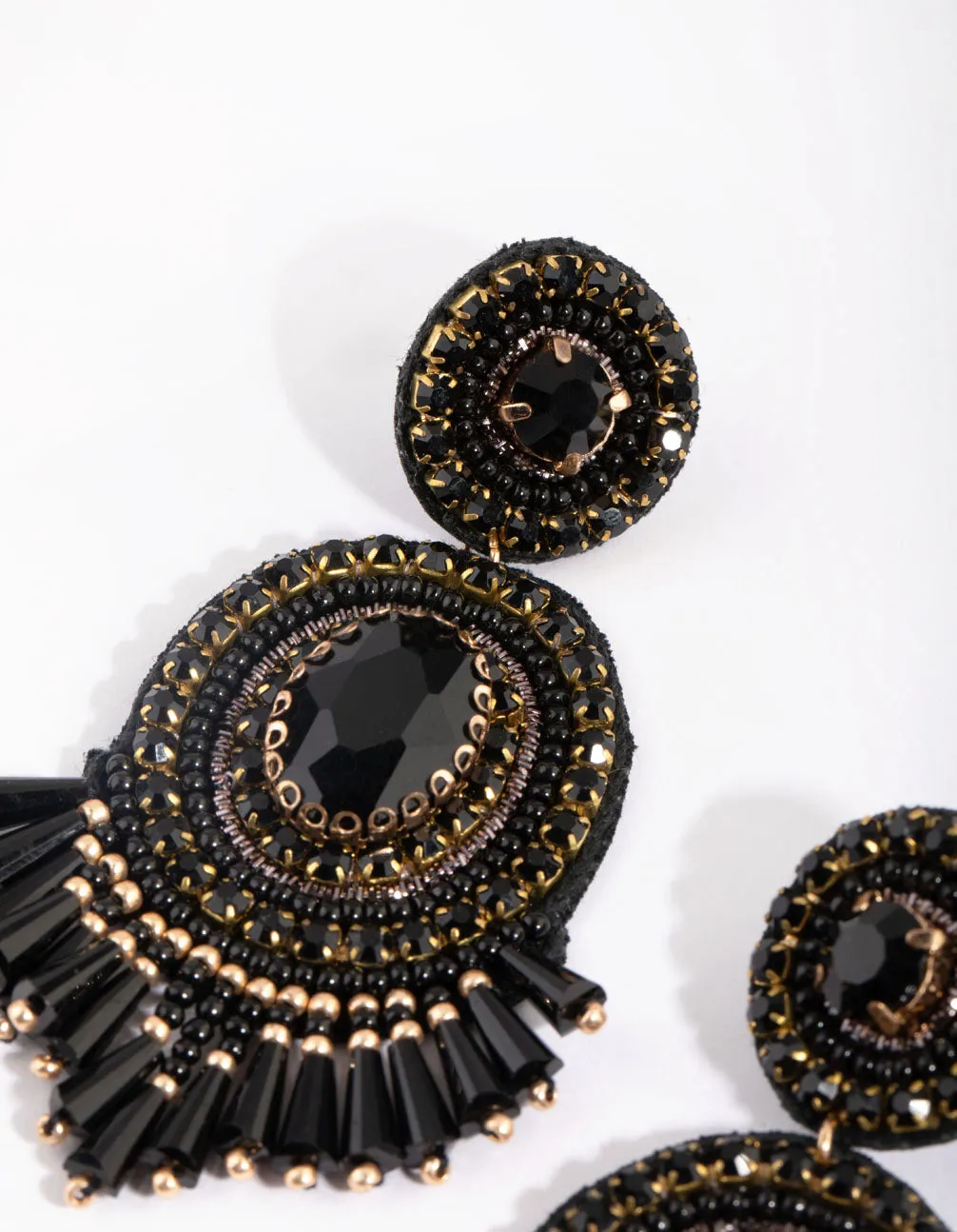 Black Beaded Drop Earrings