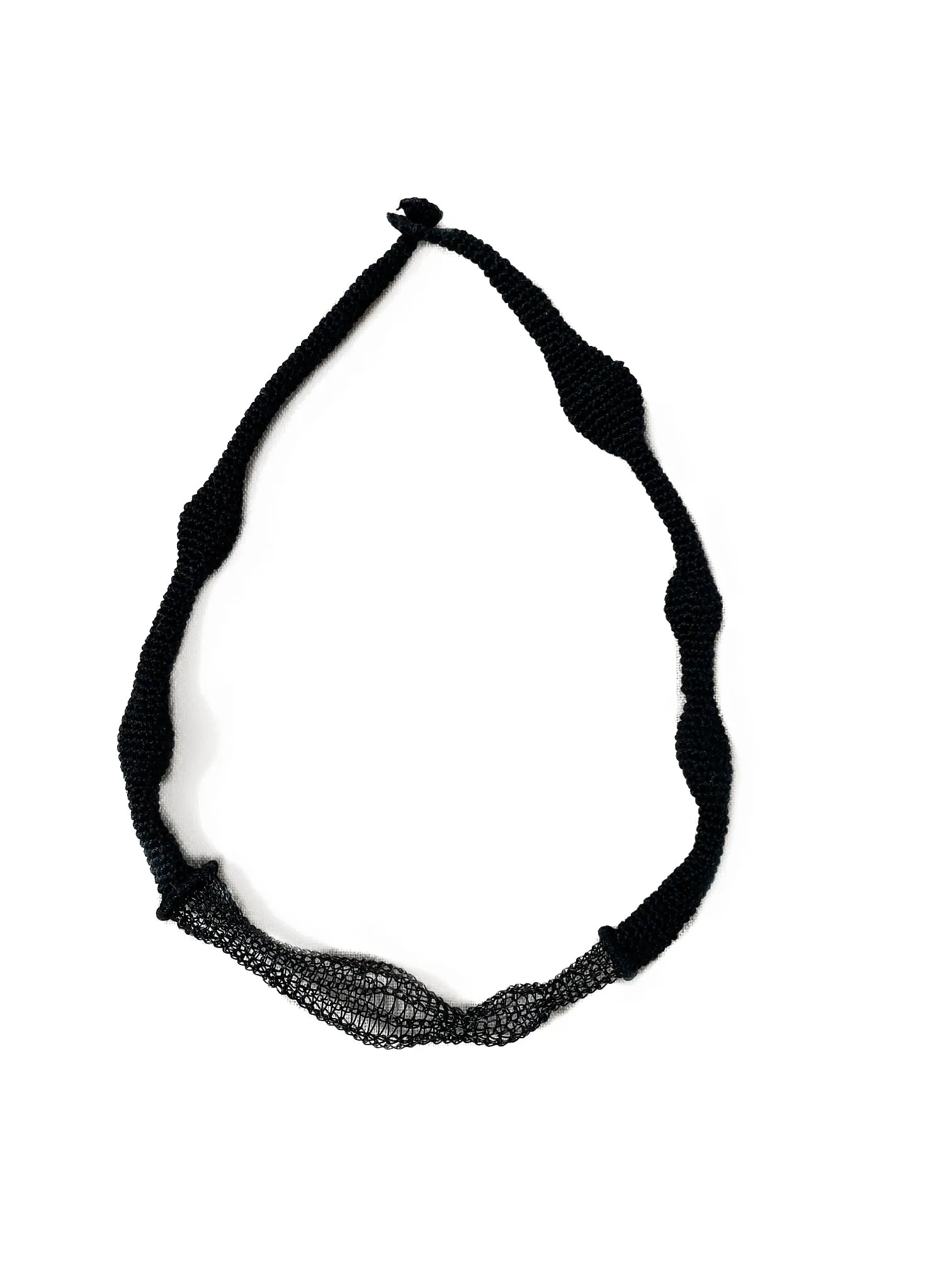 Black Wave Necklace - Cotton & Metal