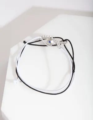 Black White Silver Pendant Bracelets