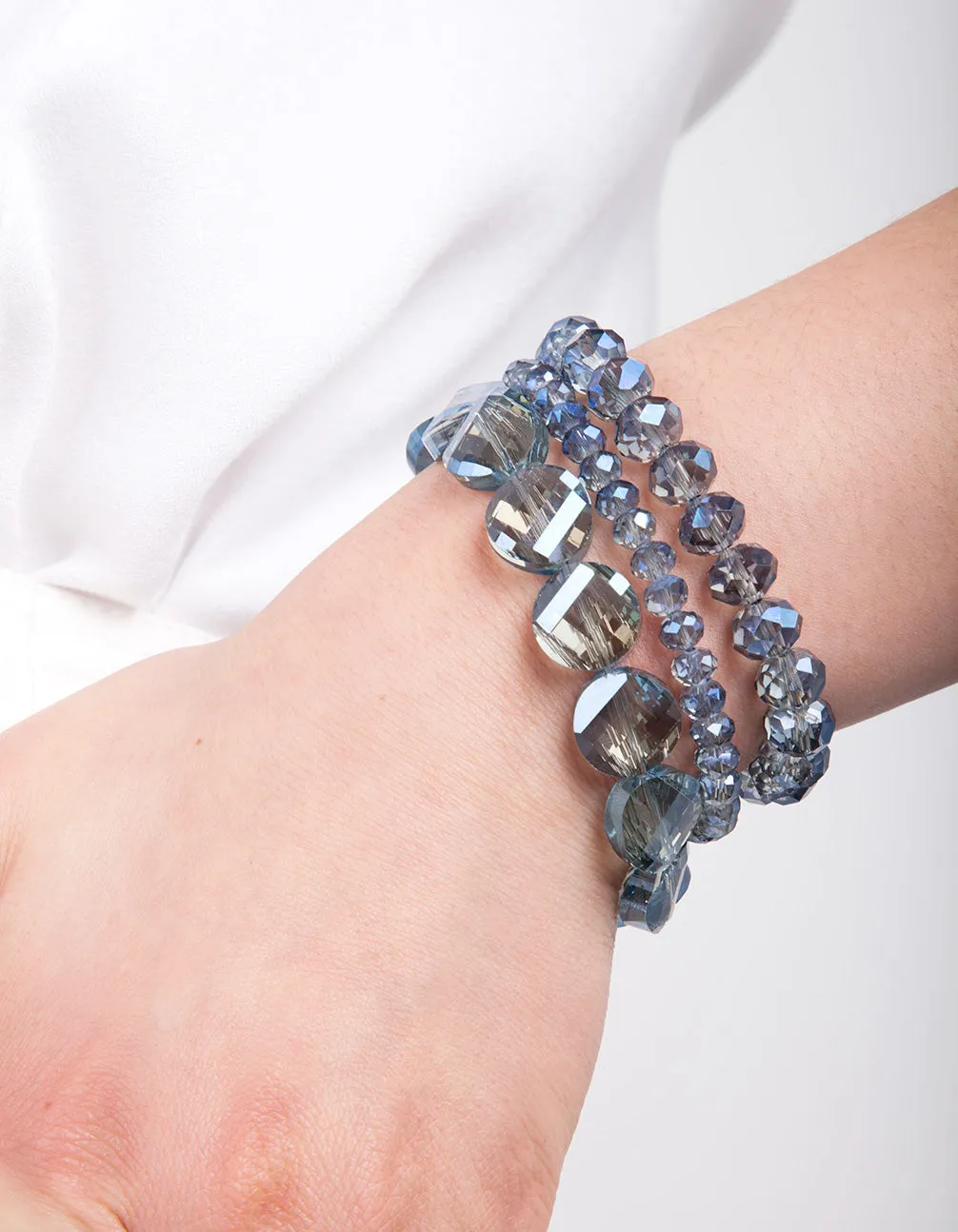 Blue Faceted Bead Bracelet Set