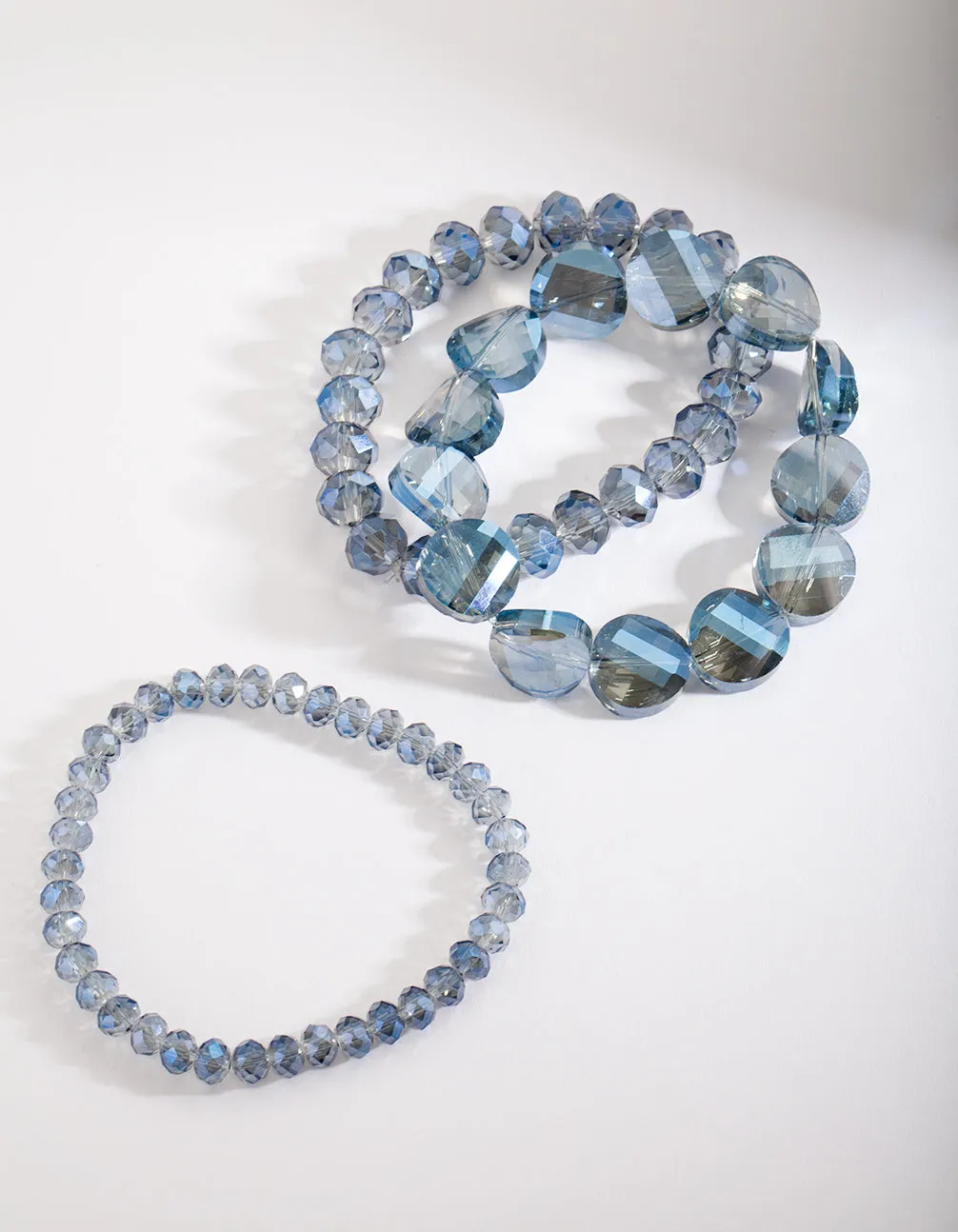 Blue Faceted Bead Bracelet Set