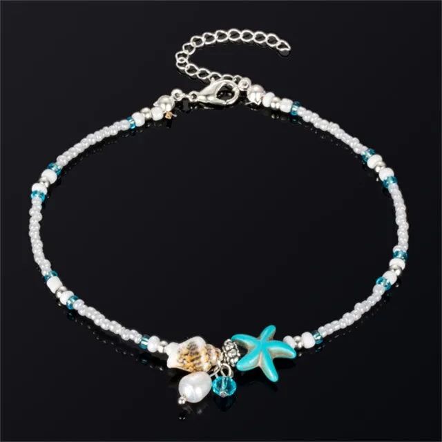 Bohemian Multi Layer Starfish Turtle Beads Anklets For Women