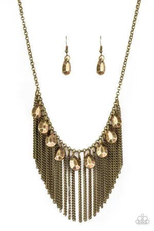 Bragging Rights Brass Fringe Necklace - Paparazzi Accessories