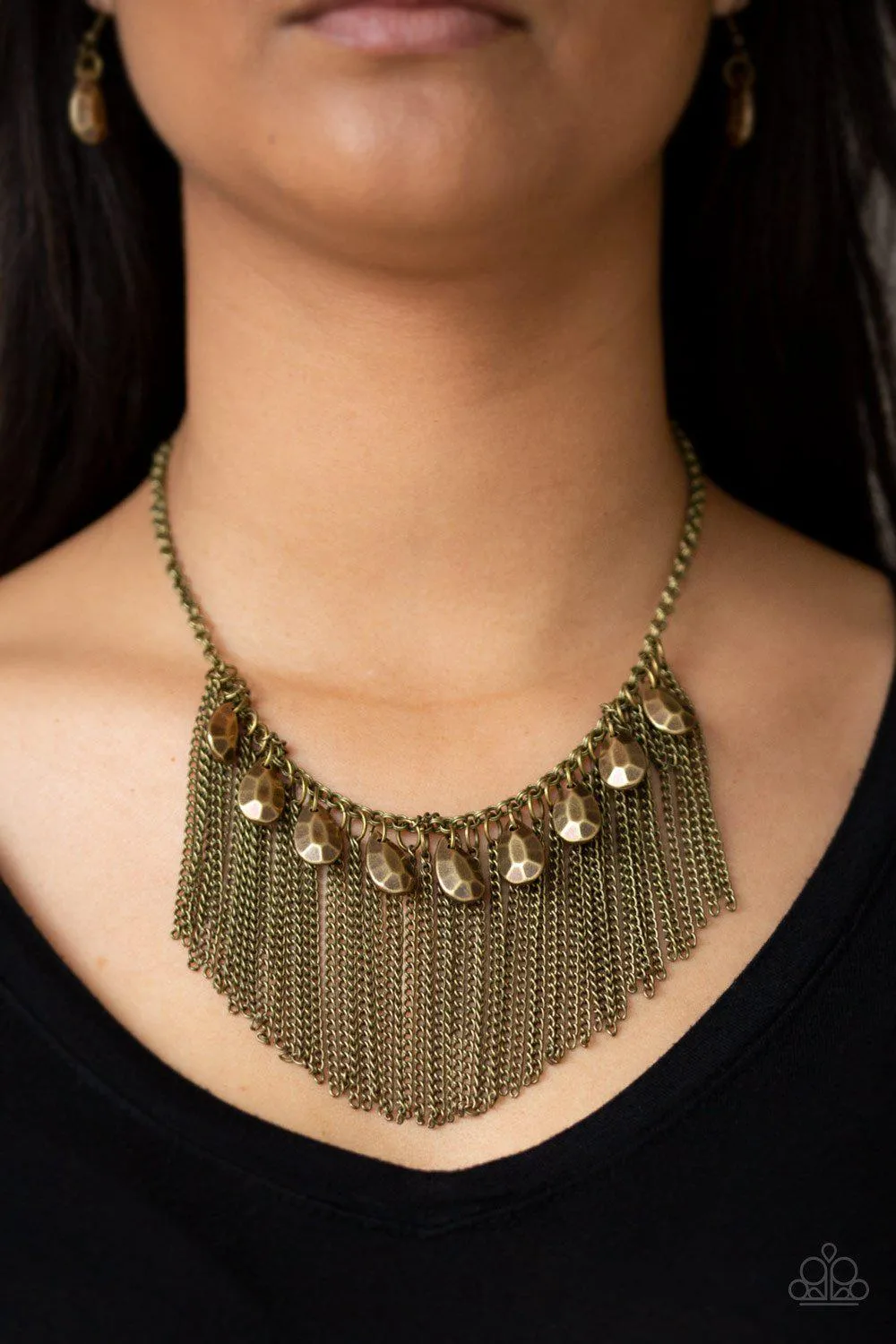 Bragging Rights Brass Fringe Necklace - Paparazzi Accessories