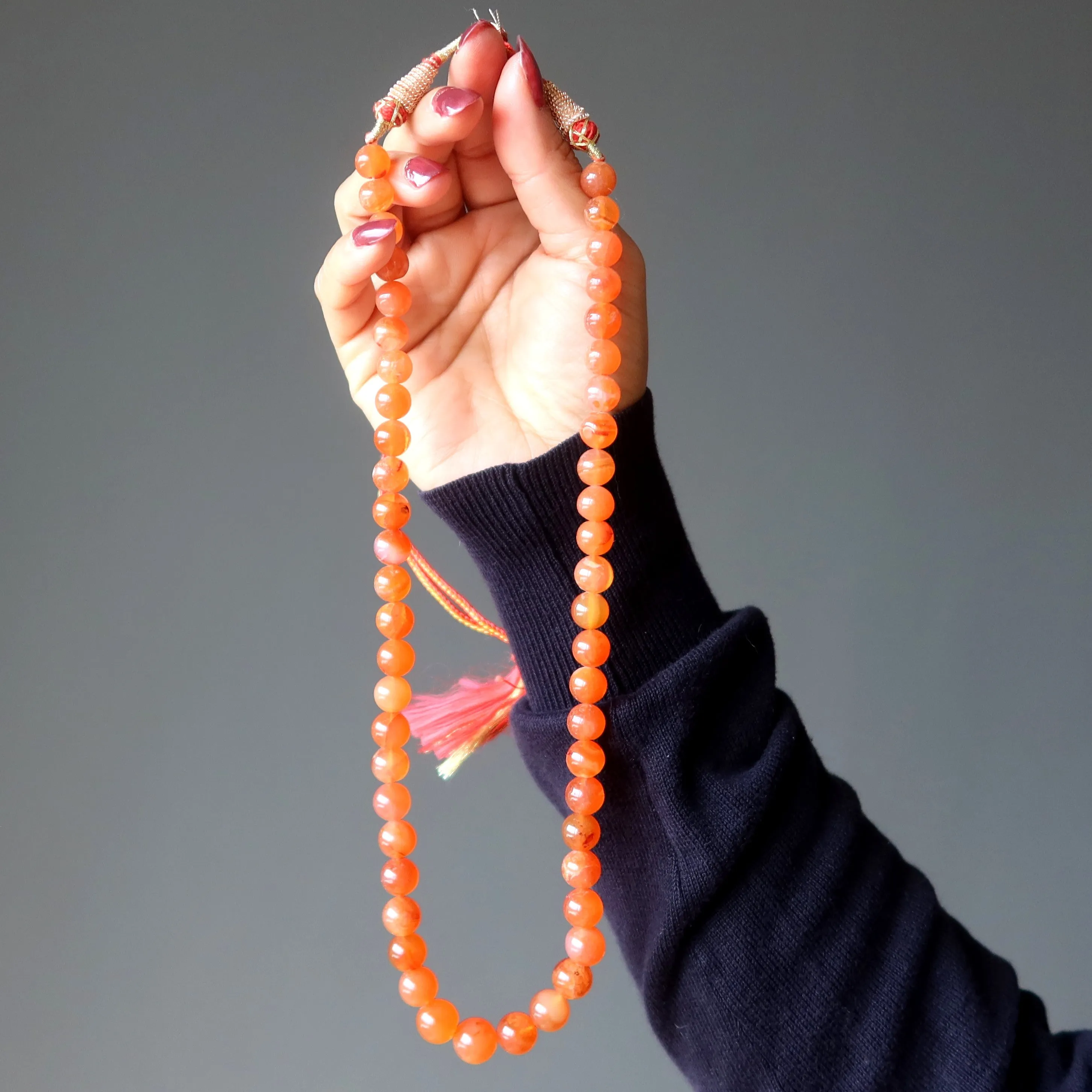 Carnelian Necklace Fire Personality Stone Orange Mala