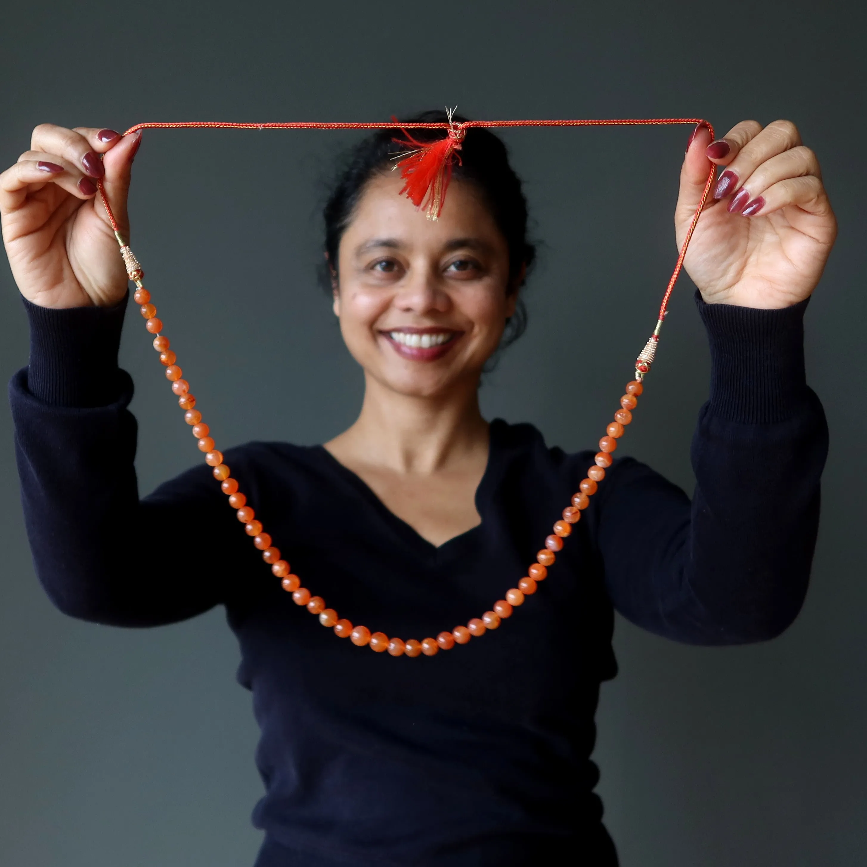 Carnelian Necklace Fire Personality Stone Orange Mala