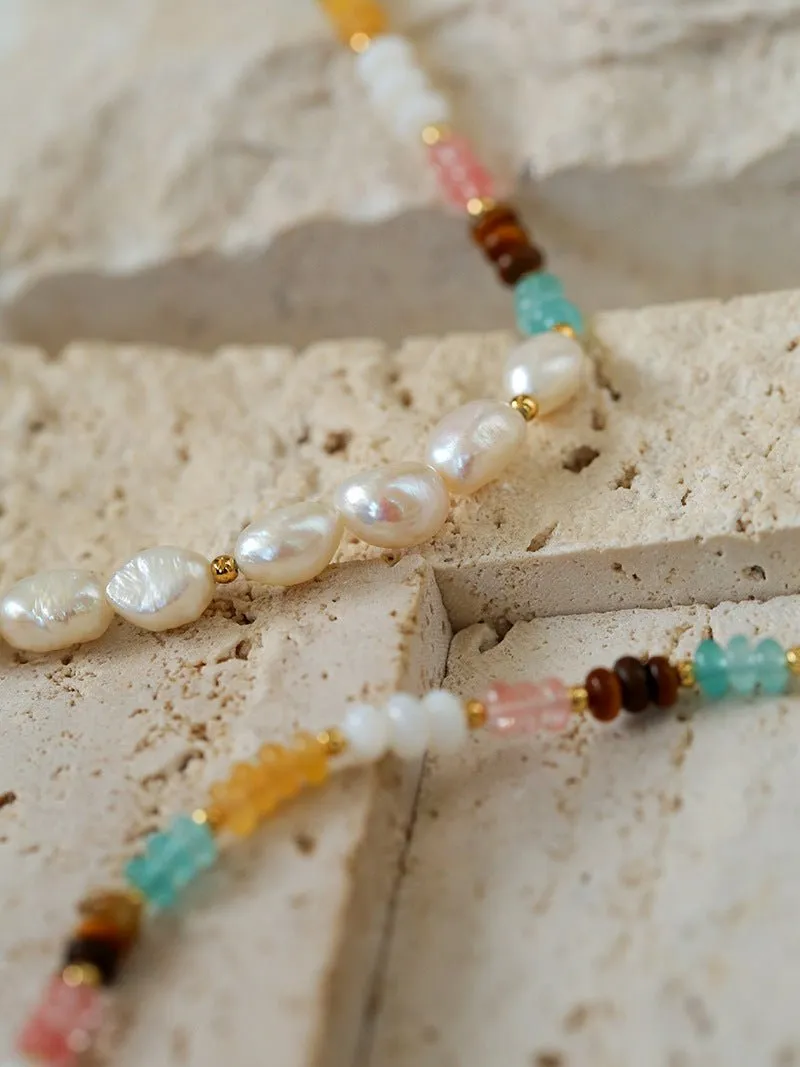 Colorful Beaded Freshwater Pearl Bracelet