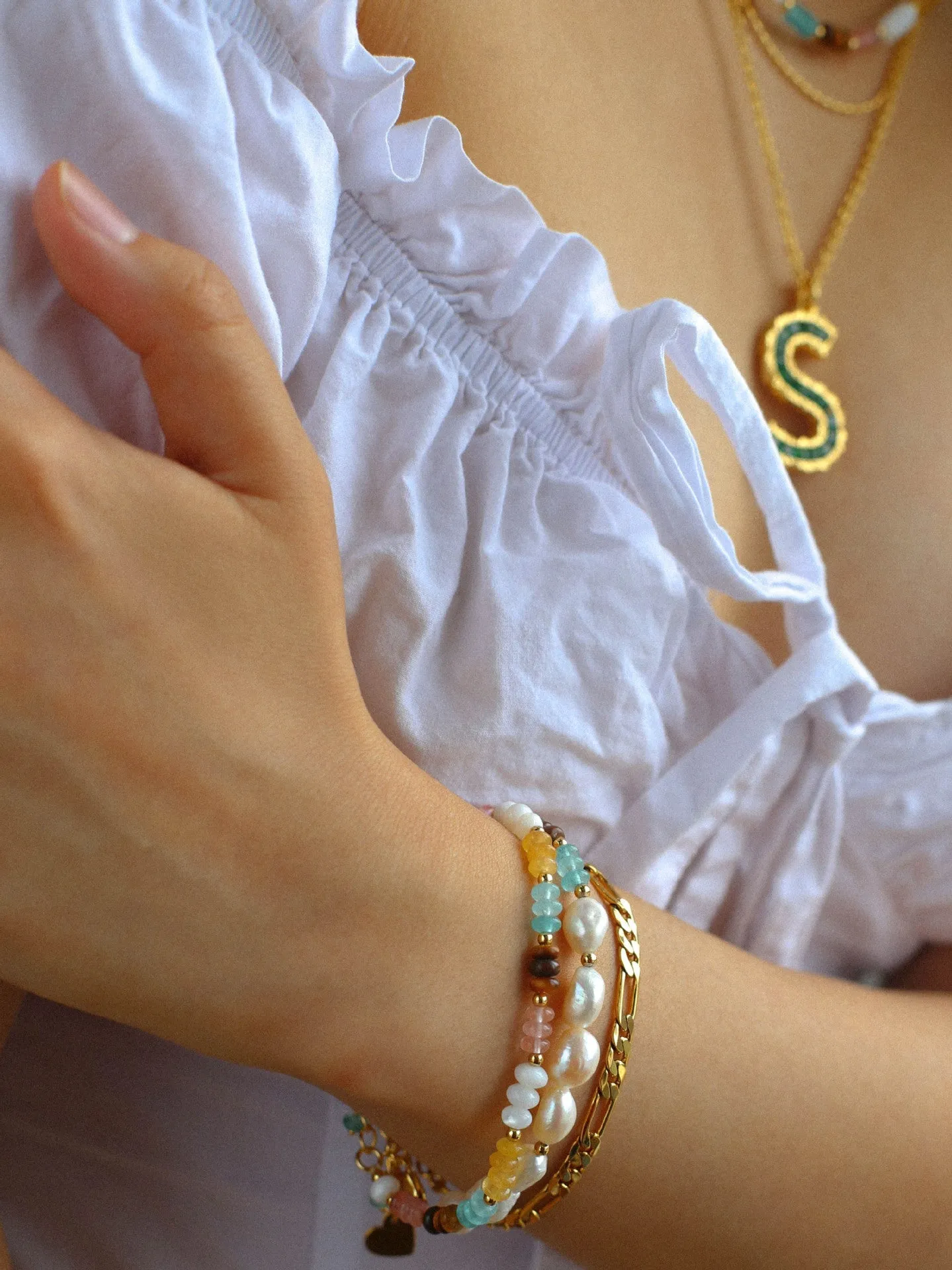 Colorful Beaded Freshwater Pearl Bracelet