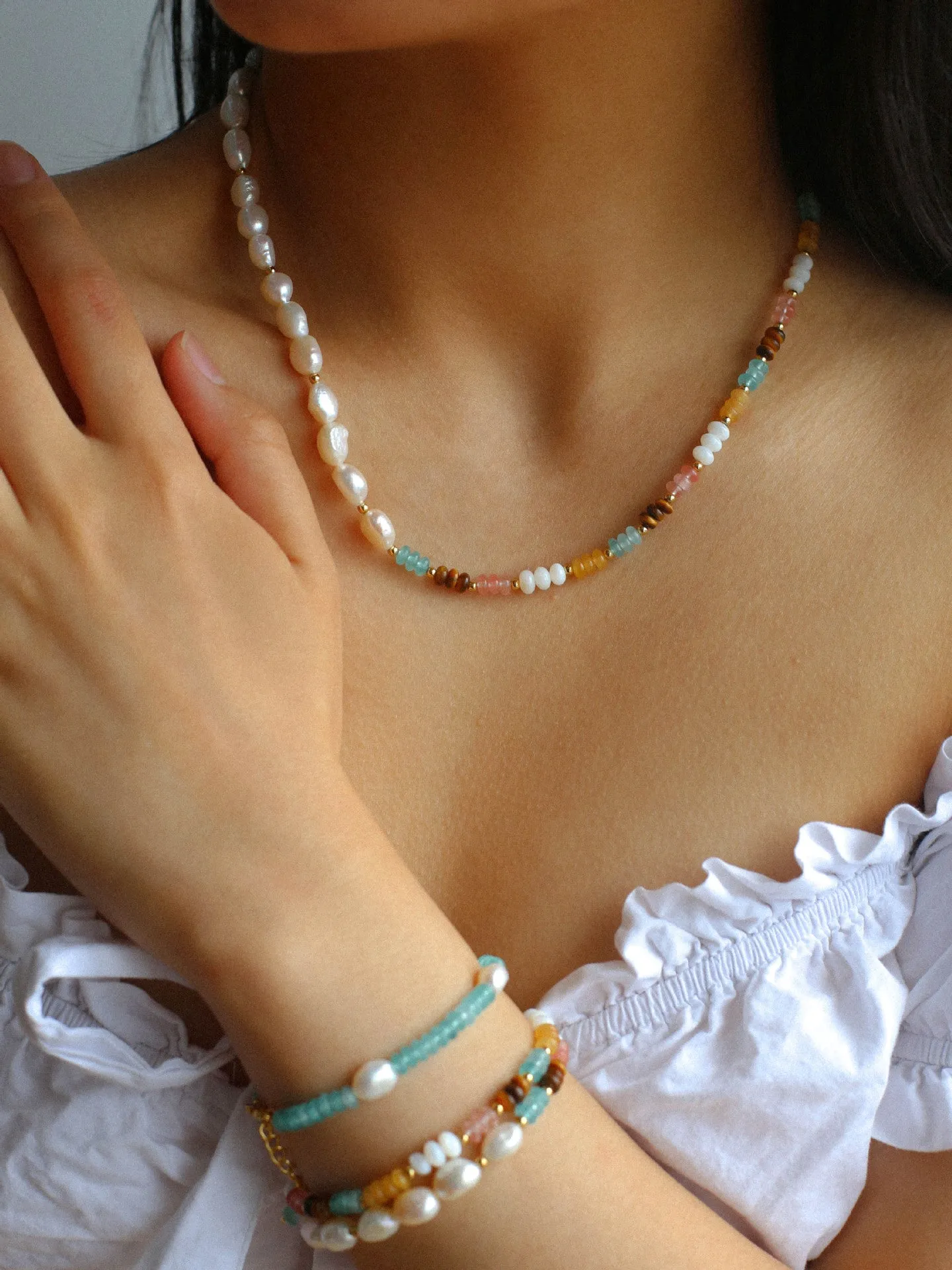 Colorful Beaded Freshwater Pearl Bracelet