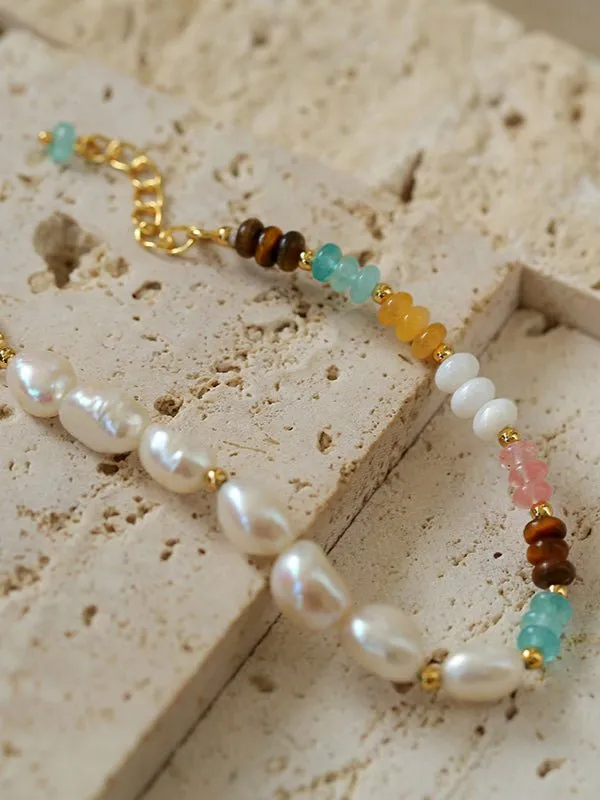 Colorful Beaded Freshwater Pearl Bracelet