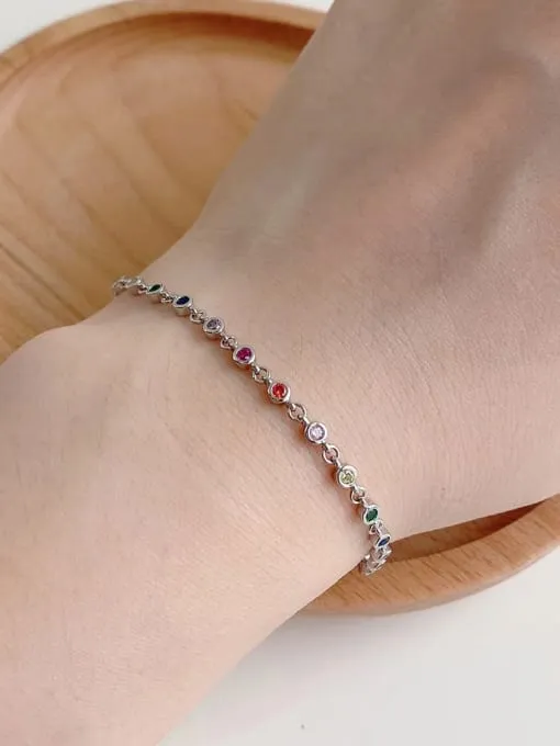 Colorful Bracelet Diamond CZ Glam Kesley .925 Sterling Silver Dainty Luxury Bracelets