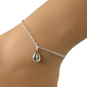 Cowrie Shell Anklet, Silver Cowrie Shell Ankle Bracelet