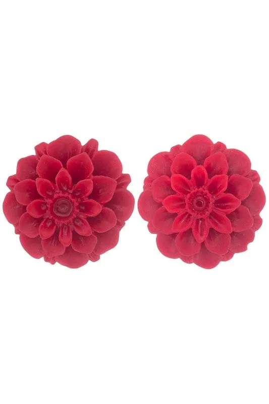 Dahlia Post Earrings in Red