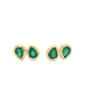 Dainty Double Emerald Stud Earrings