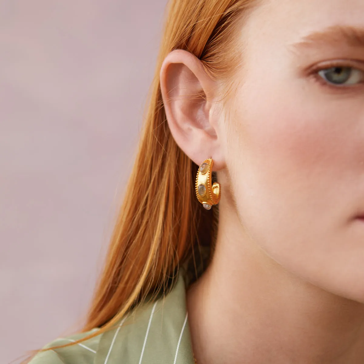 Daphne Labradorite Hoop Earrings