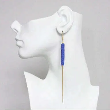 DAVID AUBREY - Blue and Gold Chain Fringe Earrings