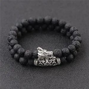 DUOVEI 2 Pcs/Set Natural Stone Beads Men's Dragon Bracelet Set Lava Stone Beaded Bracelets For Women Bileklik pulseras hombre